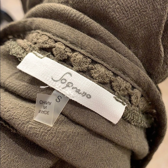 SOPRANO Olive Green Cold Shoulder Boho Dress S - Picture 10 of 11